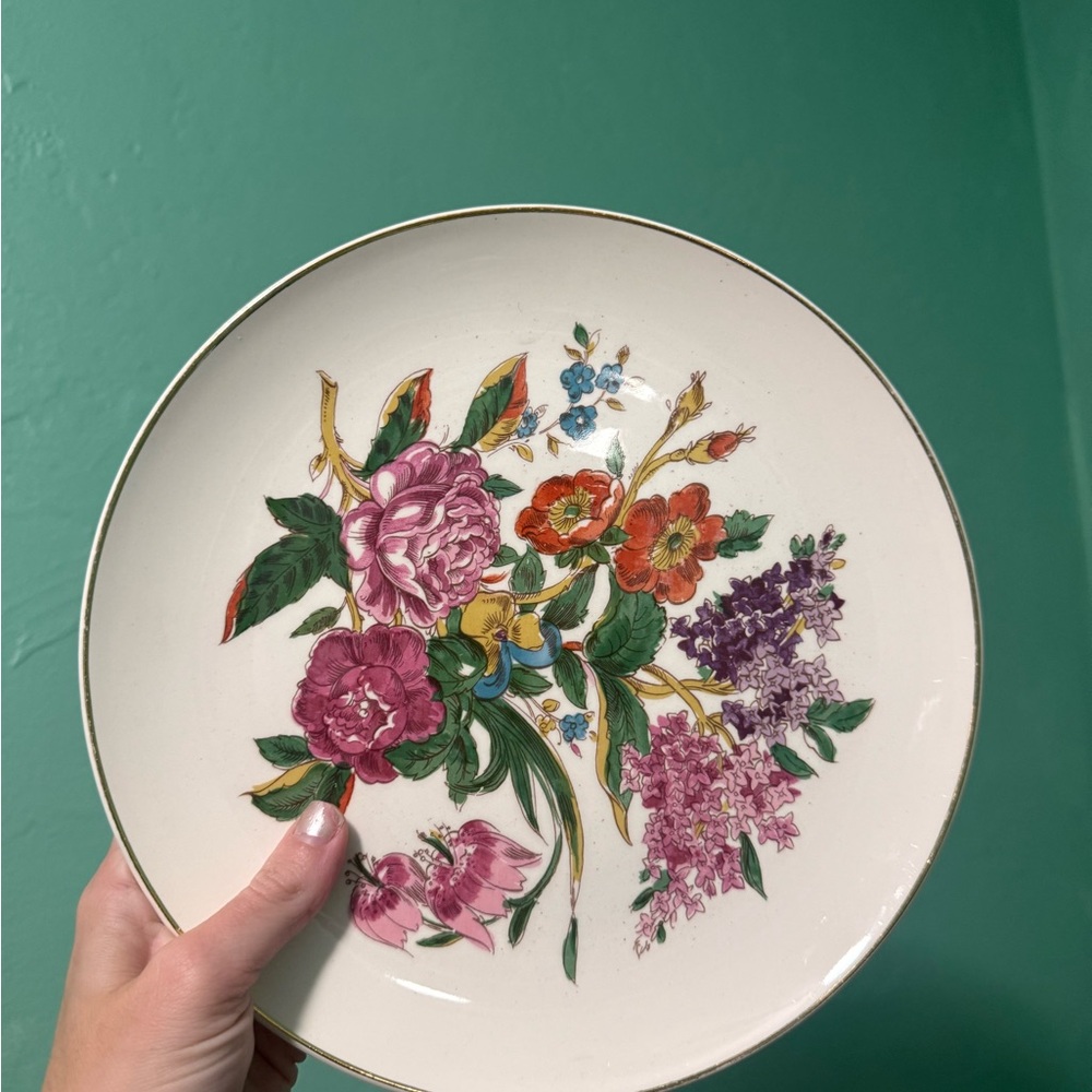 Limoges 14k gold rim made in USA floral plate